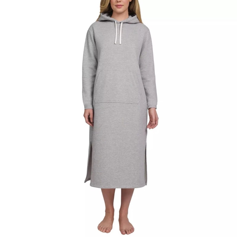 Lands End Women's Gray Hooded Sleep Dress NWT Medium